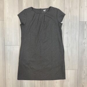 Lands End Womens 16 Short Sleeve Ponte Dress Gray Short Sleeve Pleated Neckline